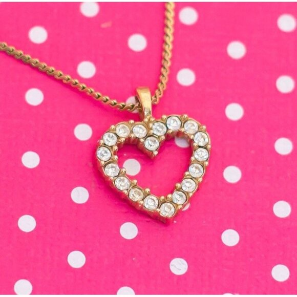 Vintage Diamond Heart Necklace by Avon 18 inch - P15 - Picture 1 of 3